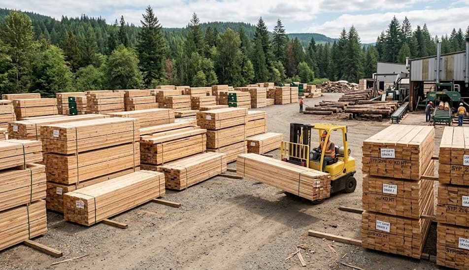 Boise Lumber yard with thousands of board feet in stock